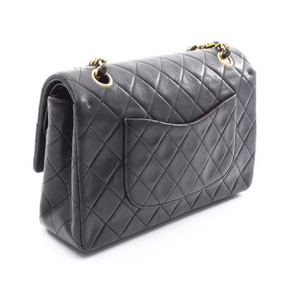 マトラッセ Wフラップ Wチェーンショルダーバッグ ラムスキン ブラック ゴールド金具 シャネル バッグ CHANEL