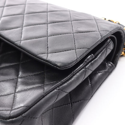 マトラッセ Wフラップ Wチェーンショルダーバッグ ラムスキン ブラック ゴールド金具 シャネル バッグ CHANEL