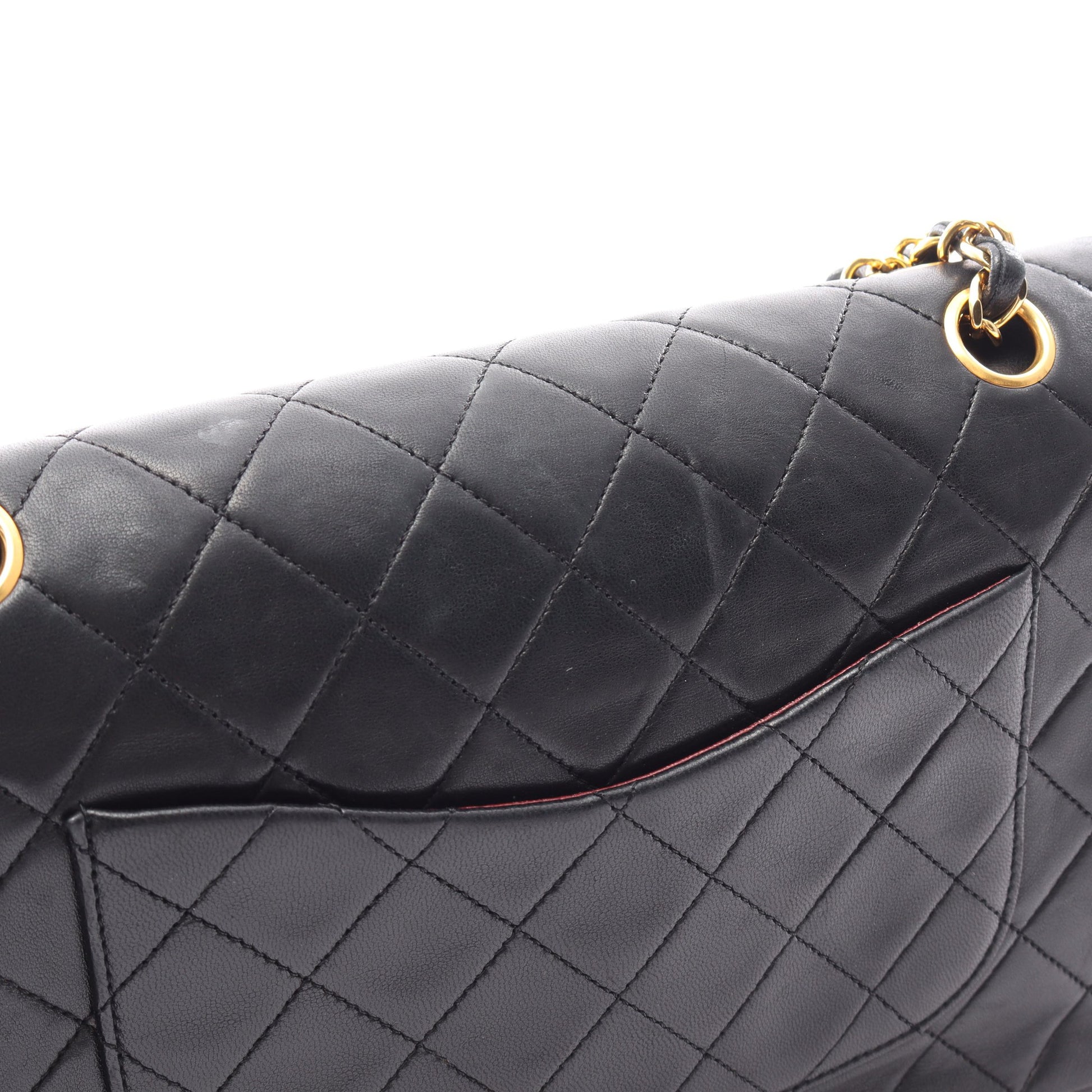マトラッセ Wフラップ Wチェーンショルダーバッグ ラムスキン ブラック ゴールド金具 シャネル バッグ CHANEL