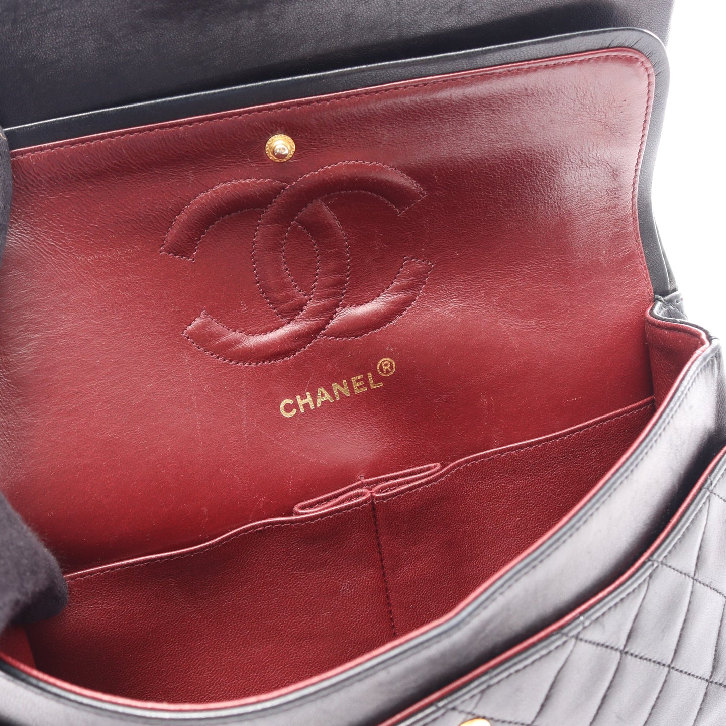 マトラッセ Wフラップ Wチェーンショルダーバッグ ラムスキン ブラック ゴールド金具 シャネル バッグ CHANEL