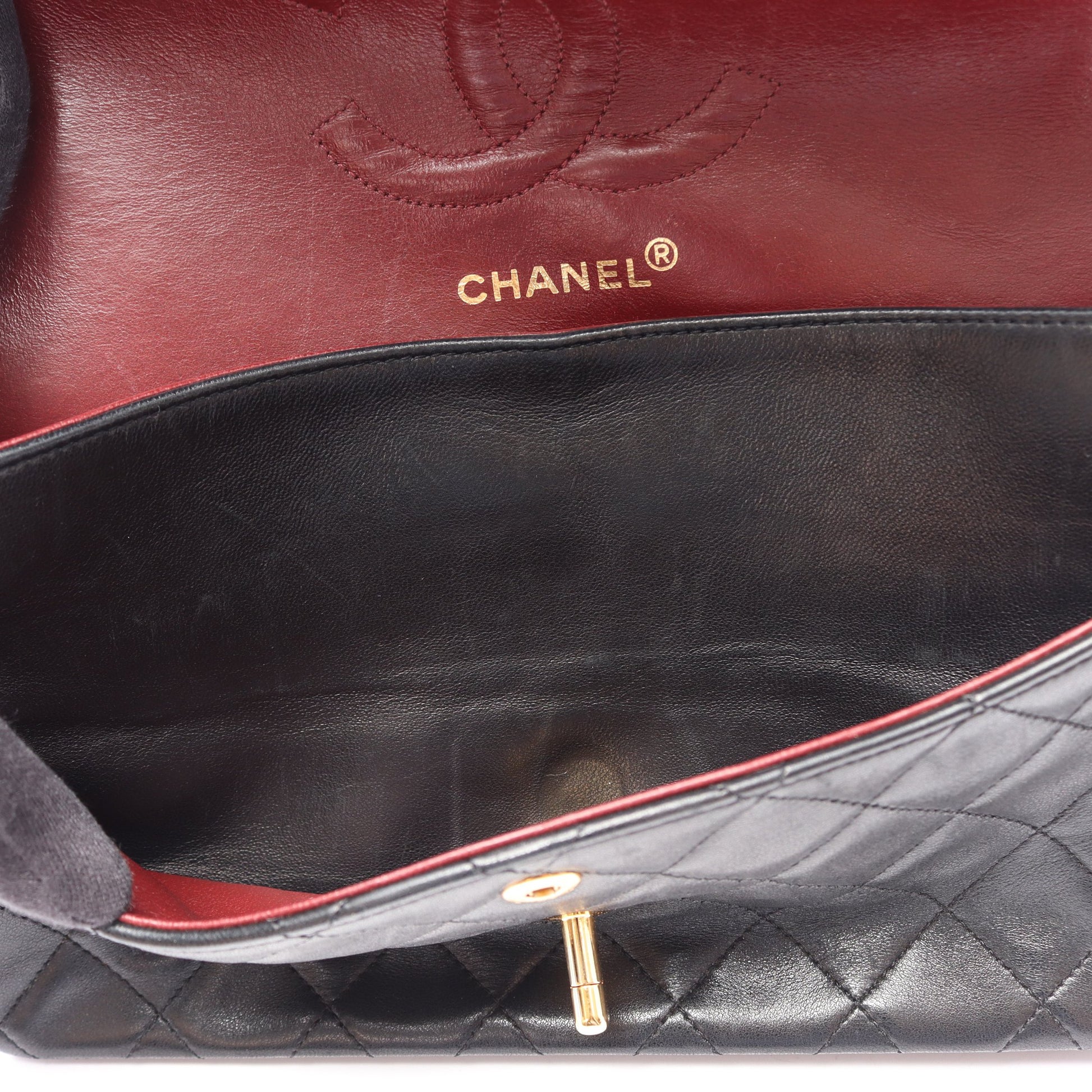 マトラッセ Wフラップ Wチェーンショルダーバッグ ラムスキン ブラック ゴールド金具 シャネル バッグ CHANEL