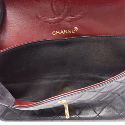 マトラッセ Wフラップ Wチェーンショルダーバッグ ラムスキン ブラック ゴールド金具 シャネル バッグ CHANEL