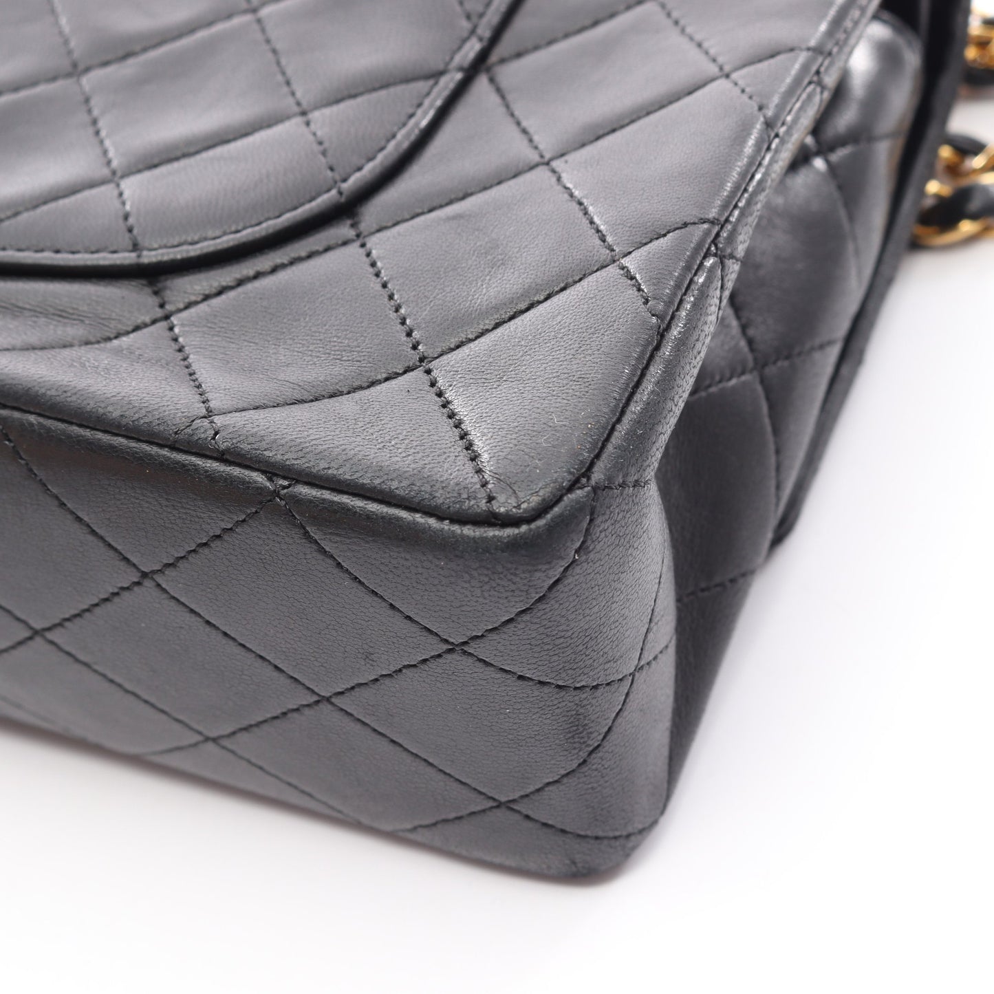 マトラッセ Wフラップ Wチェーンショルダーバッグ ラムスキン ブラック ゴールド金具 シャネル バッグ CHANEL