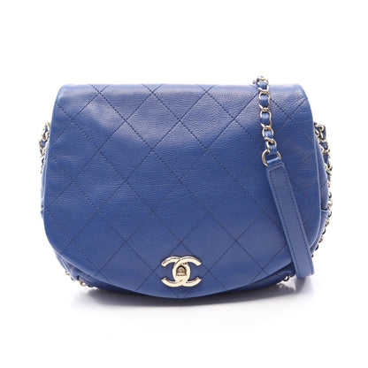 マトラッセ チェーンショルダー チェーンショルダーバッグ レザー ブルー ゴールド金具 シャネル バッグ CHANEL