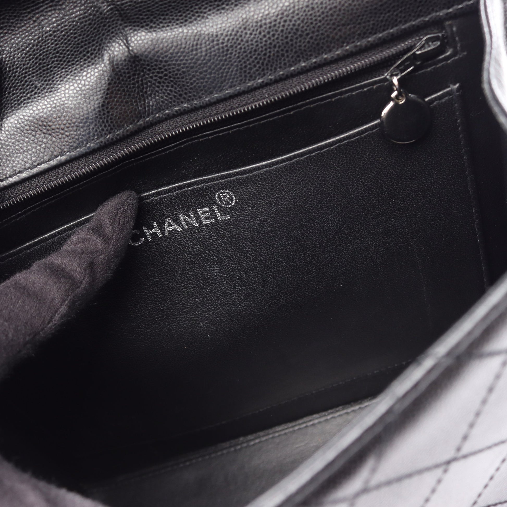 マトラッセ ハンドバッグ キャビアスキン ブラック シルバー金具 シャネル バッグ CHANEL