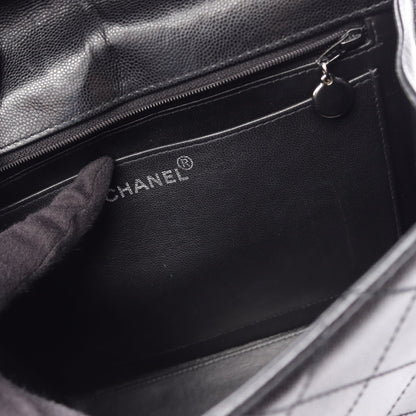 マトラッセ ハンドバッグ キャビアスキン ブラック シルバー金具 シャネル バッグ CHANEL