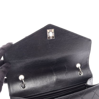 マトラッセ ハンドバッグ キャビアスキン ブラック シルバー金具 シャネル バッグ CHANEL