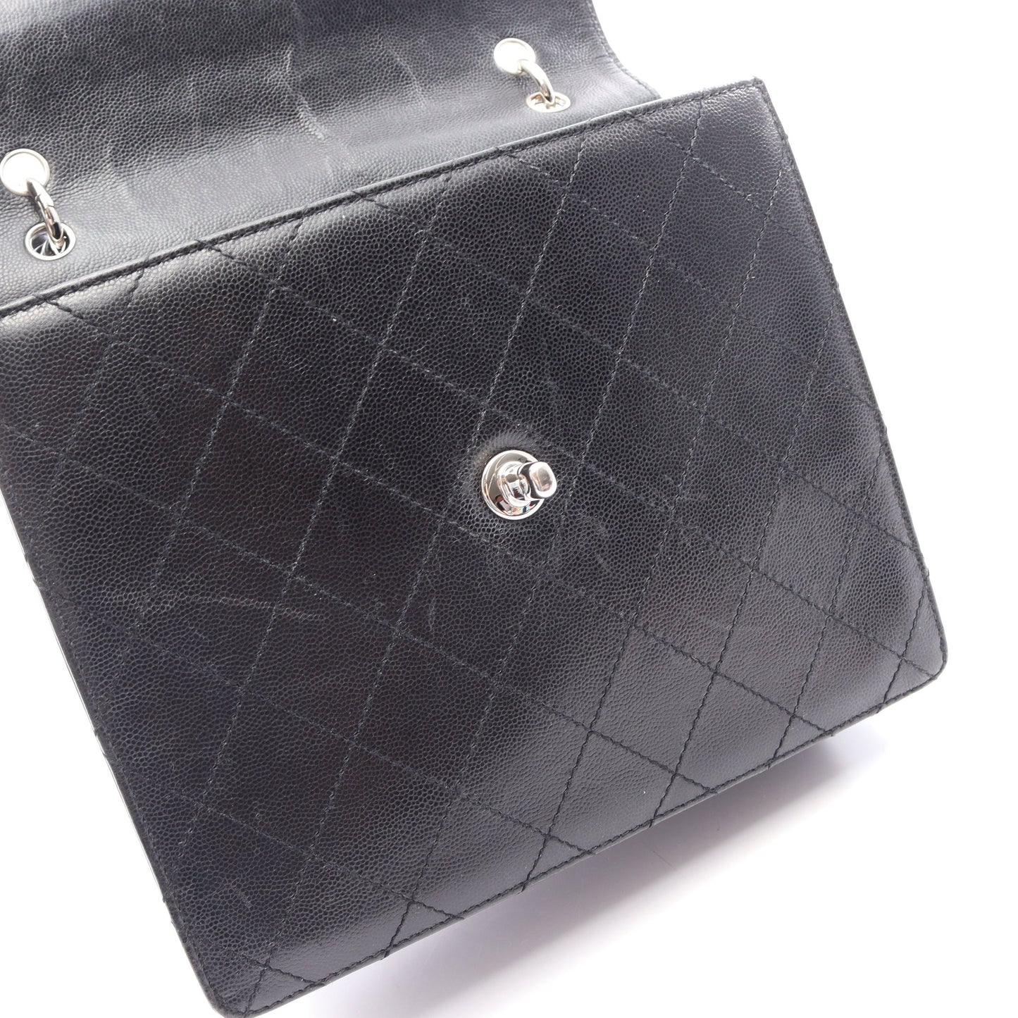 マトラッセ ハンドバッグ キャビアスキン ブラック シルバー金具 シャネル バッグ CHANEL