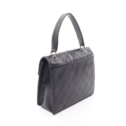 マトラッセ ハンドバッグ キャビアスキン ブラック シルバー金具 シャネル バッグ CHANEL