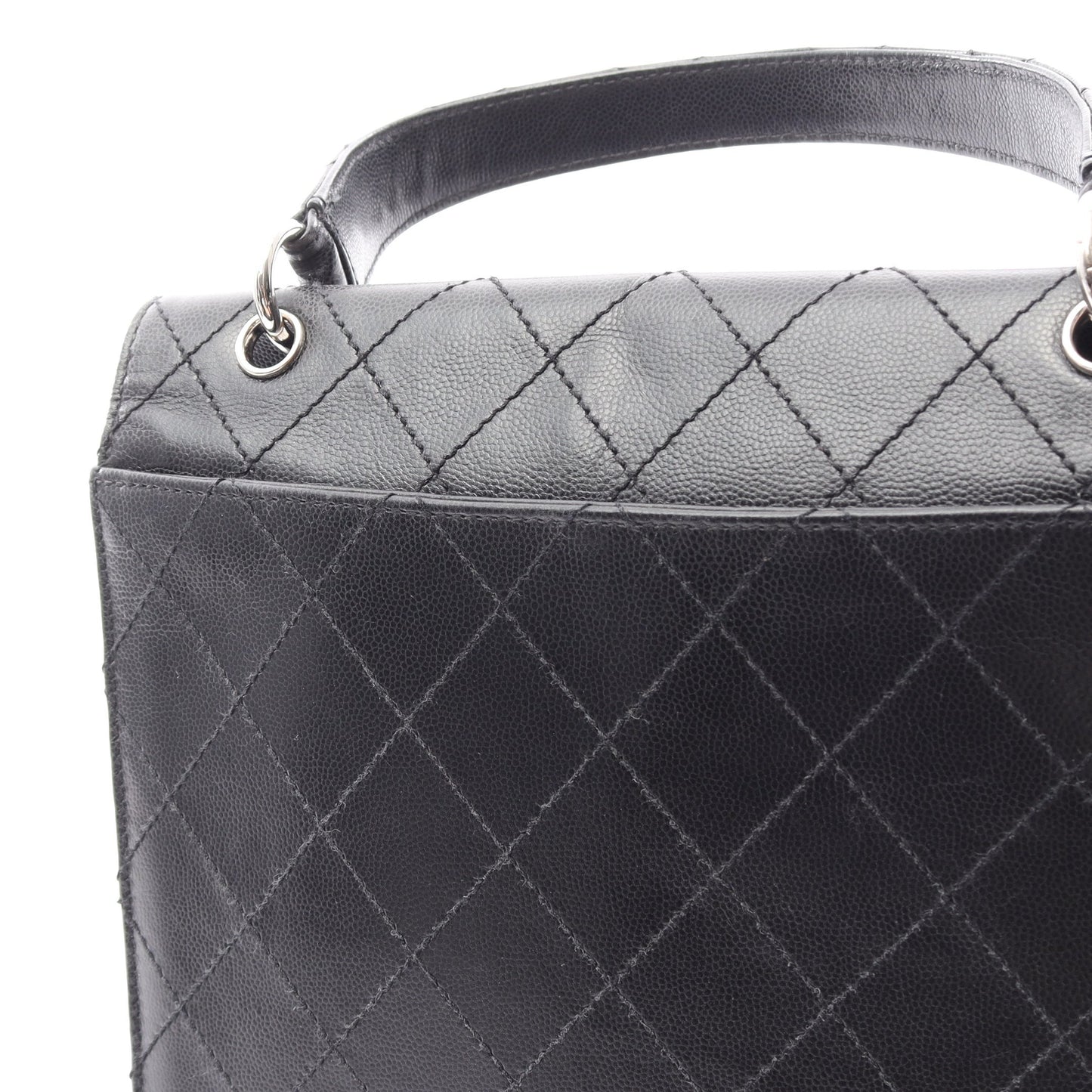 マトラッセ ハンドバッグ キャビアスキン ブラック シルバー金具 シャネル バッグ CHANEL