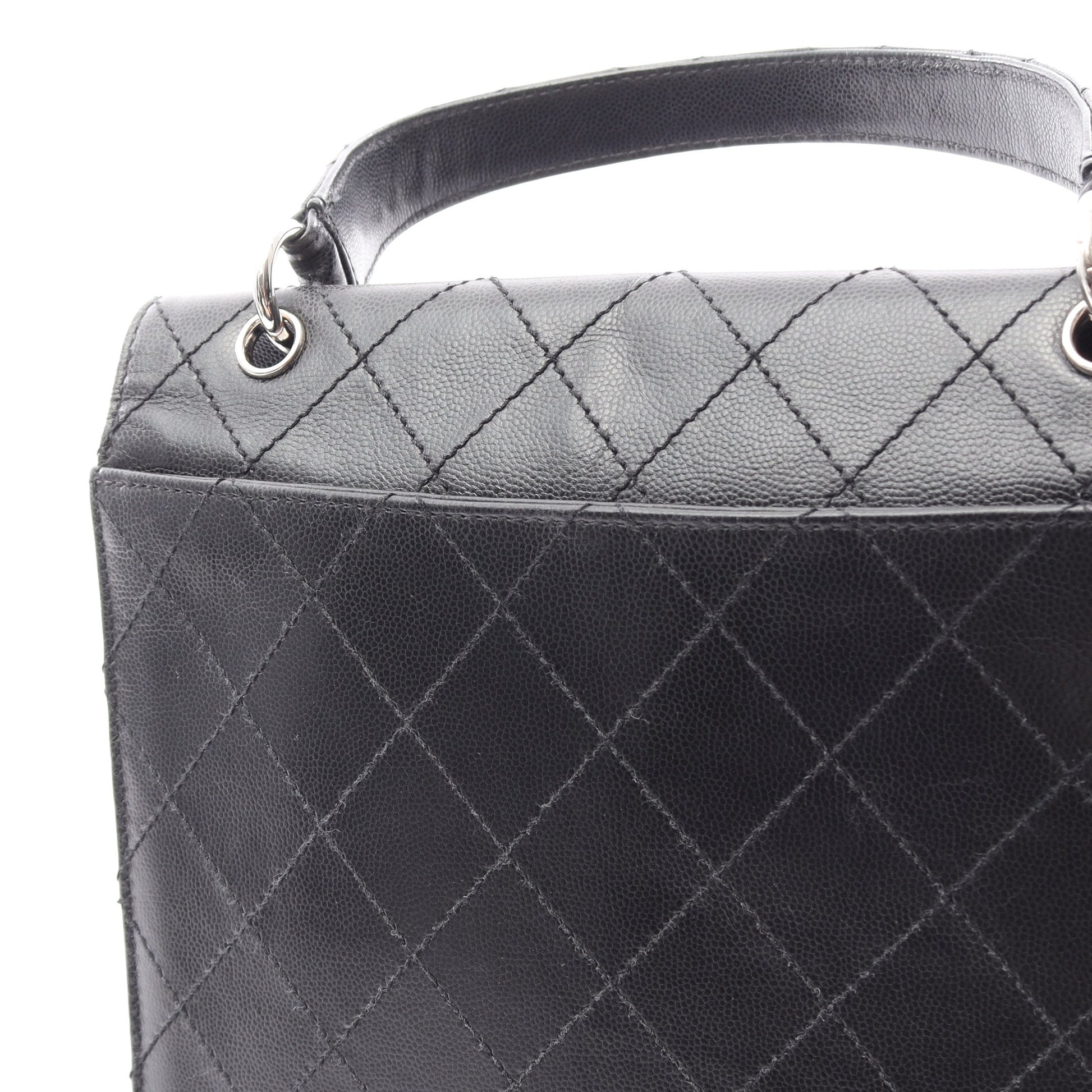 マトラッセ ハンドバッグ キャビアスキン ブラック シルバー金具 シャネル バッグ CHANEL