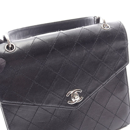 マトラッセ ハンドバッグ キャビアスキン ブラック シルバー金具 シャネル バッグ CHANEL