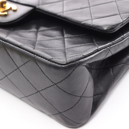 マトラッセ Wフラップ Wチェーンショルダーバッグ ラムスキン ブラック ゴールド金具 シャネル バッグ CHANEL