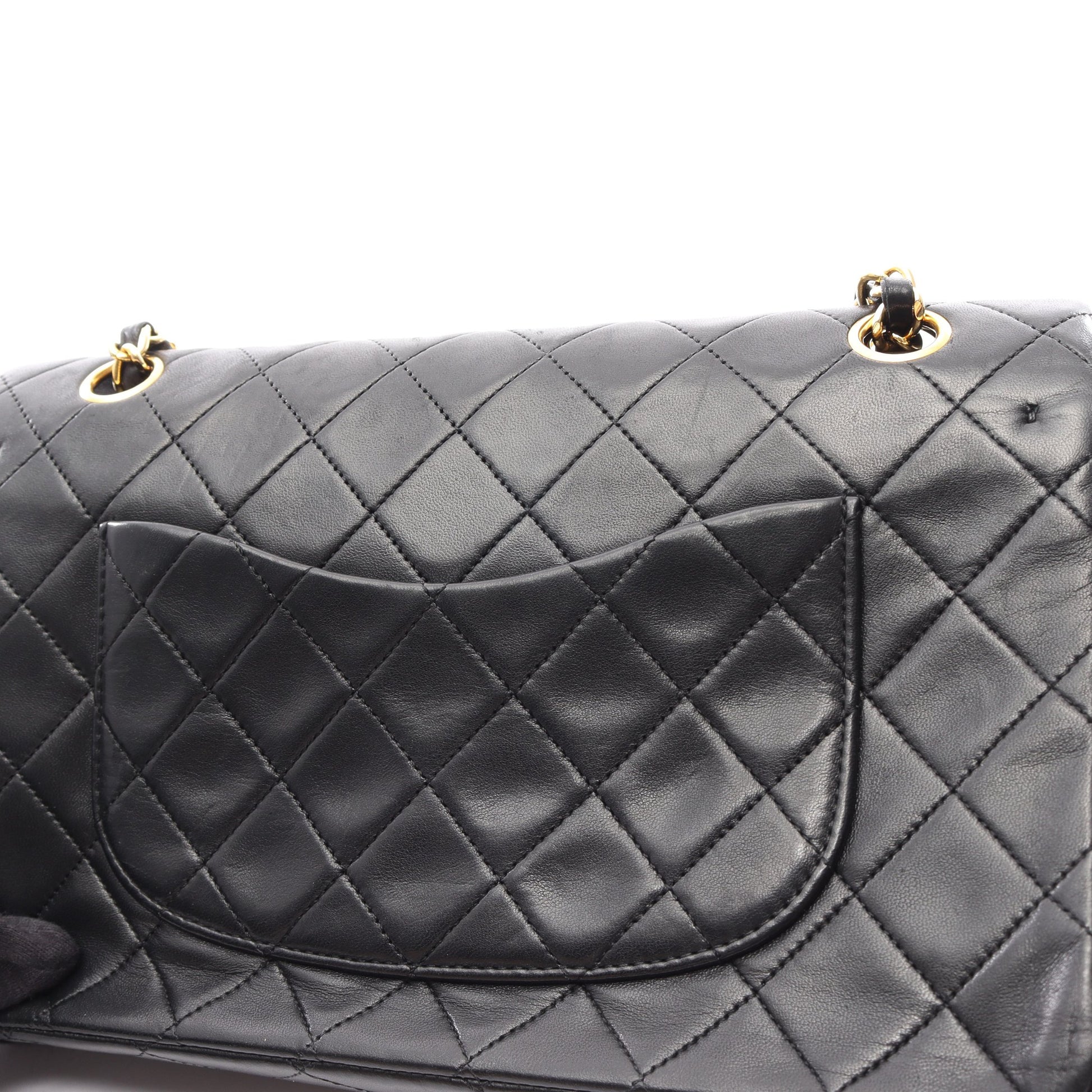 マトラッセ Wフラップ Wチェーンショルダーバッグ ラムスキン ブラック ゴールド金具 シャネル バッグ CHANEL
