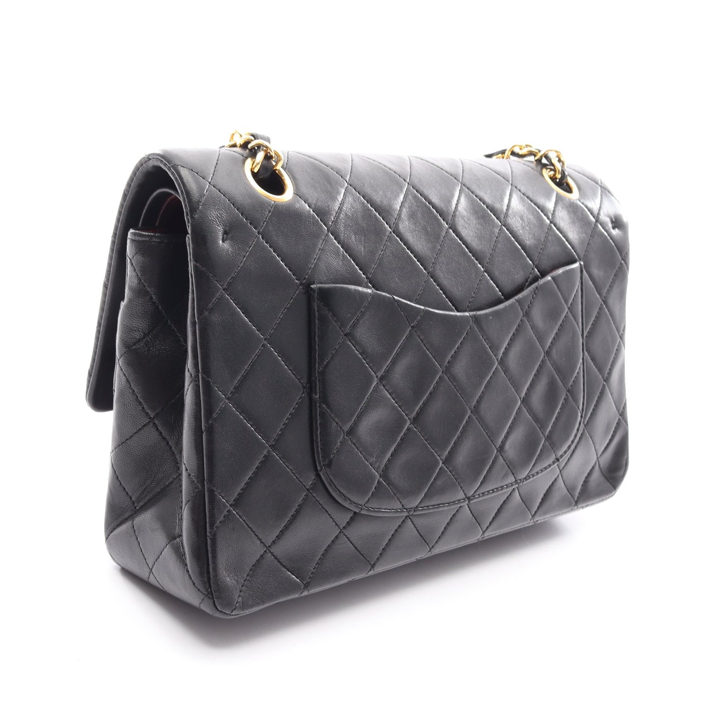 マトラッセ Wフラップ Wチェーンショルダーバッグ ラムスキン ブラック ゴールド金具 シャネル バッグ CHANEL