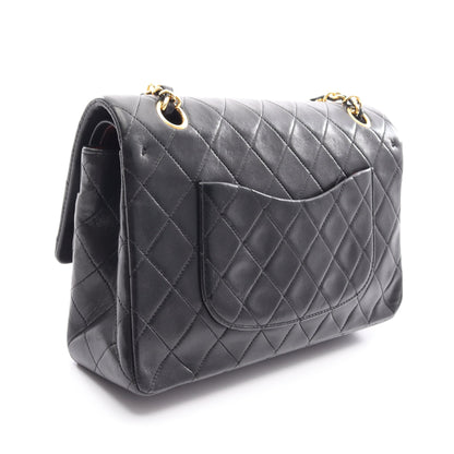 マトラッセ Wフラップ Wチェーンショルダーバッグ ラムスキン ブラック ゴールド金具 シャネル バッグ CHANEL
