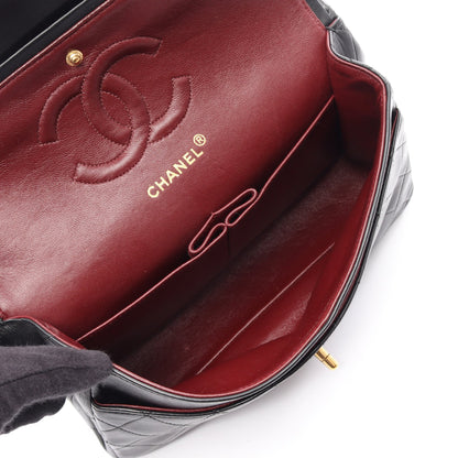 マトラッセ Wフラップ Wチェーンショルダーバッグ ラムスキン ブラック ゴールド金具 シャネル バッグ CHANEL