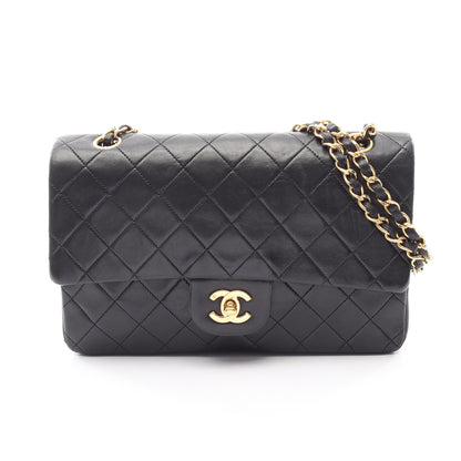マトラッセ Wフラップ Wチェーンショルダーバッグ ラムスキン ブラック ゴールド金具 シャネル バッグ CHANEL