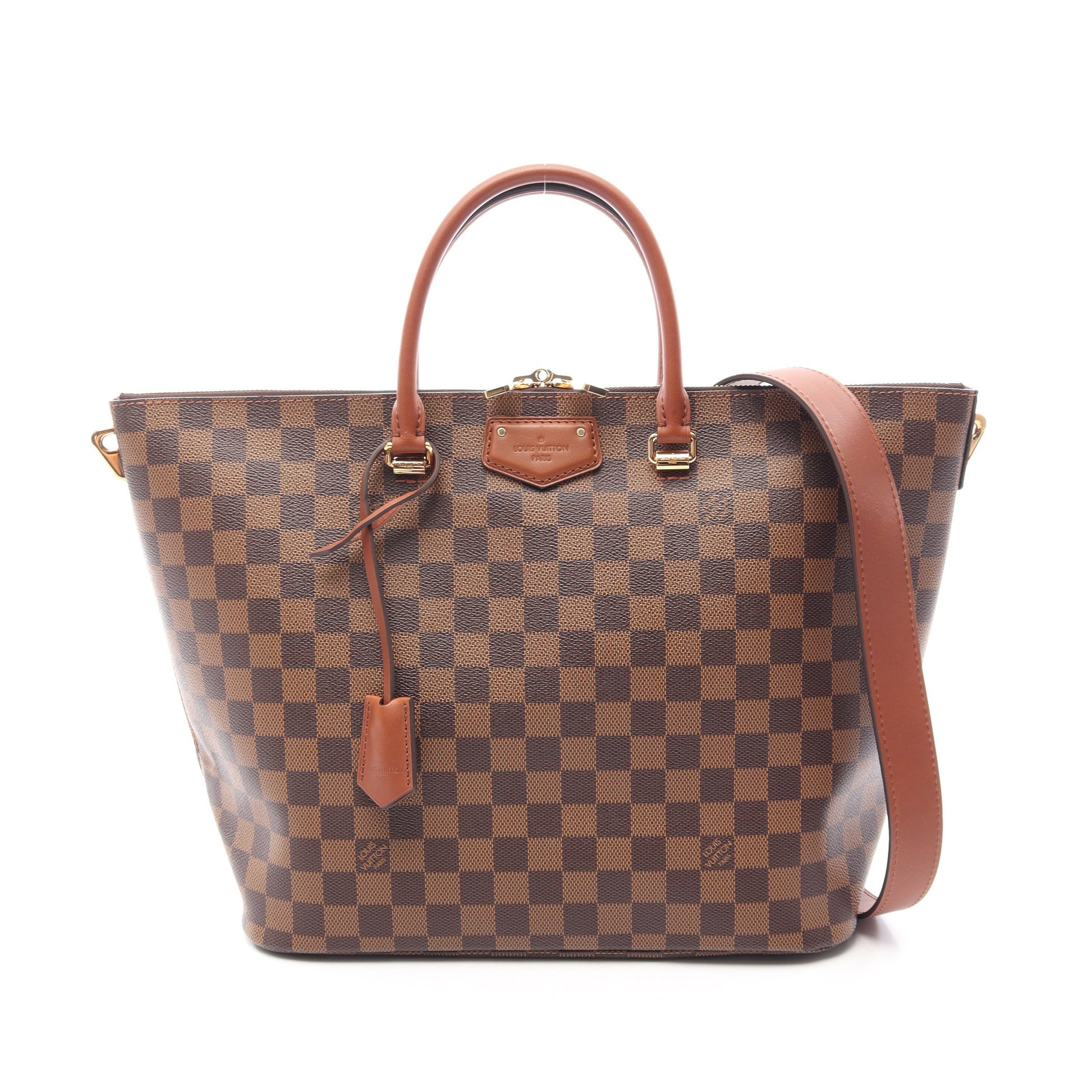 ベルモント ダミエエベヌ 2WAY ハンドバッグ トートバッグ PVC レザー ブラウン ルイヴィトン バッグ LOUIS VUITTON