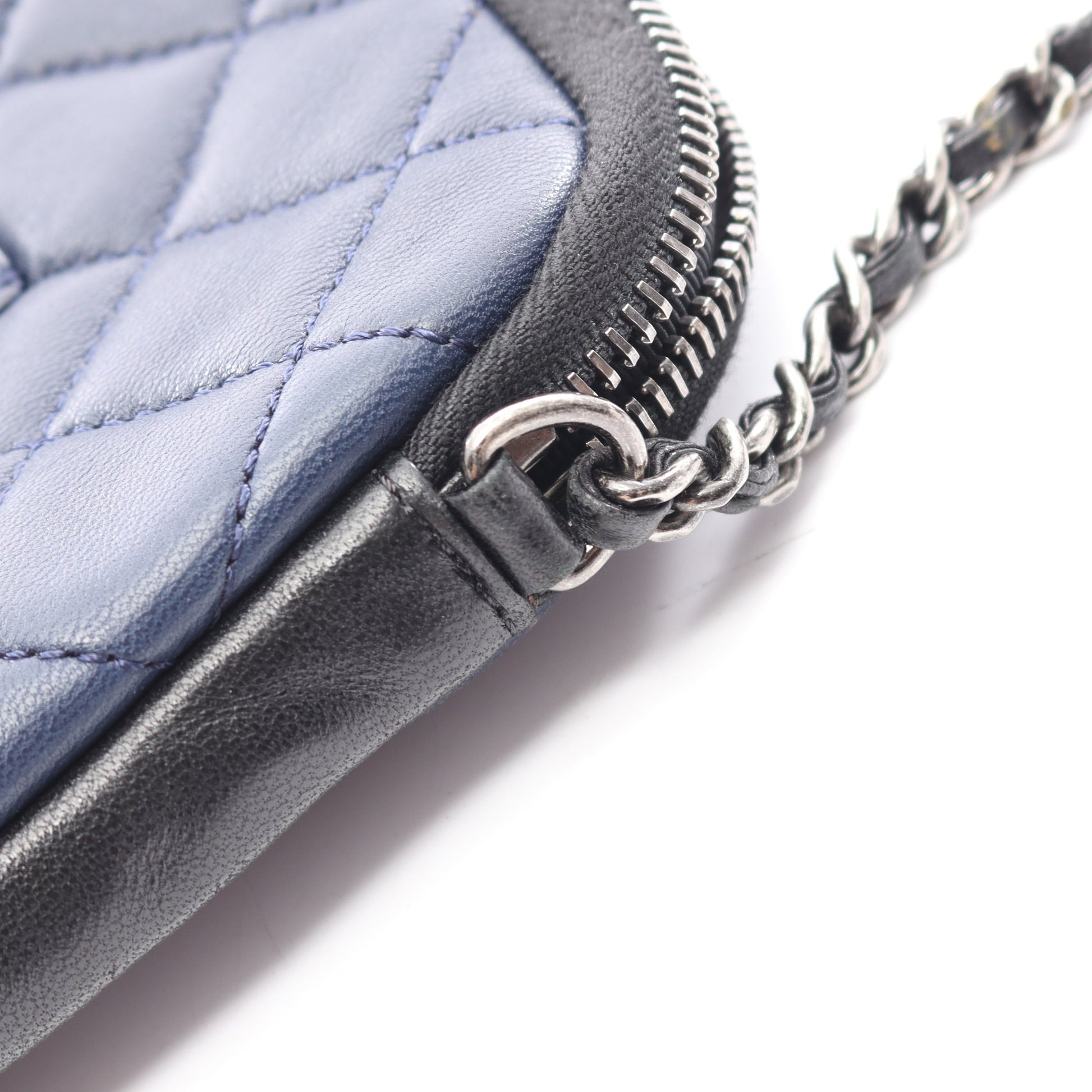 ガールシャネル チェーンショルダーバッグ ラムスキン ネイビー ブラック シルバー金具 シャネル バッグ CHANEL