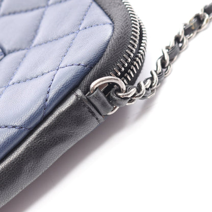ガールシャネル チェーンショルダーバッグ ラムスキン ネイビー ブラック シルバー金具 シャネル バッグ CHANEL