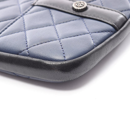 ガールシャネル チェーンショルダーバッグ ラムスキン ネイビー ブラック シルバー金具 シャネル バッグ CHANEL