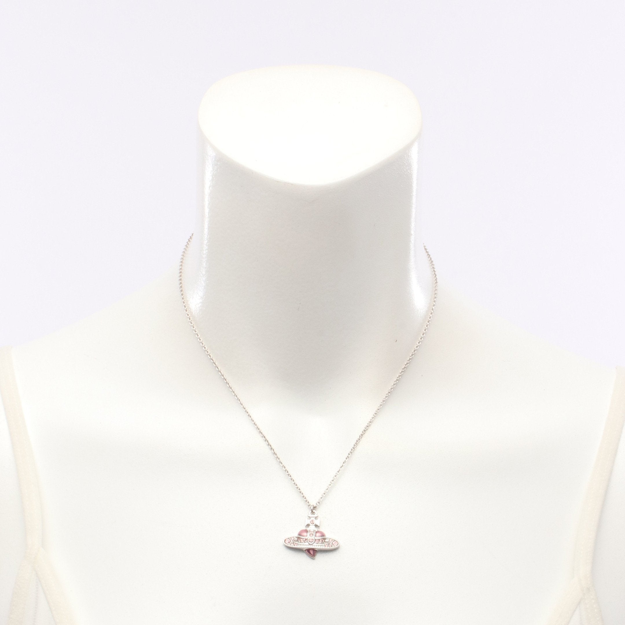 NEW DIAMANTE HEART ネックレス ラインストーン シルバー ピンク