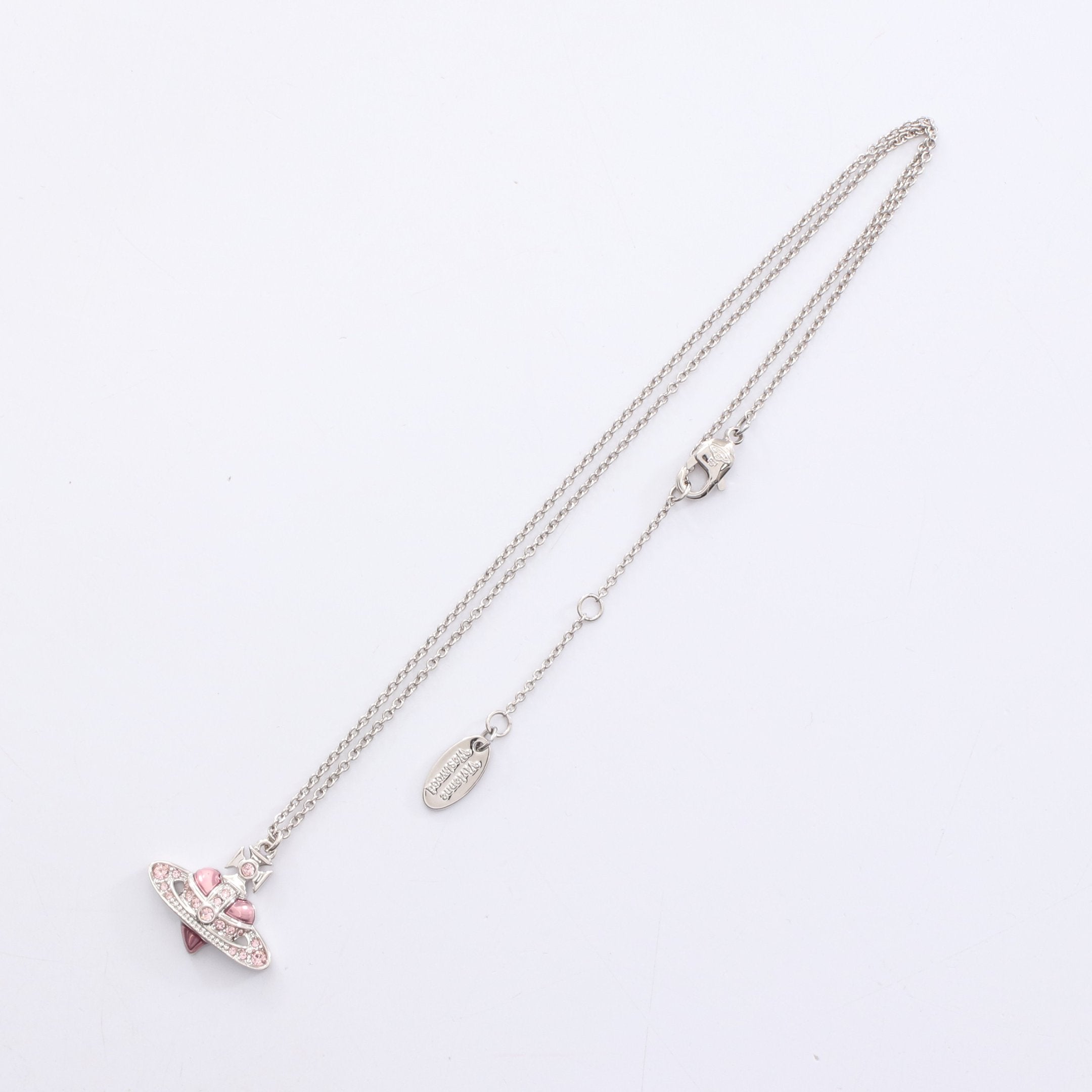 NEW DIAMANTE HEART ネックレス ラインストーン シルバー ピンク