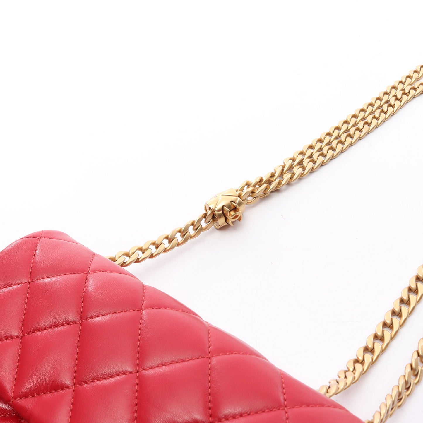 マトラッセ チェーンショルダーバッグ ラムスキン レッド ゴールド金具 シャネル バッグ CHANEL