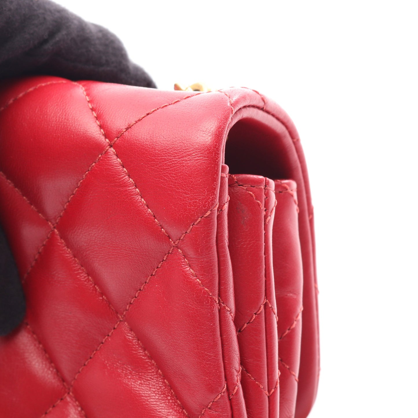 マトラッセ チェーンショルダーバッグ ラムスキン レッド ゴールド金具 シャネル バッグ CHANEL
