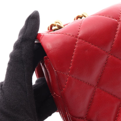 マトラッセ チェーンショルダーバッグ ラムスキン レッド ゴールド金具 シャネル バッグ CHANEL
