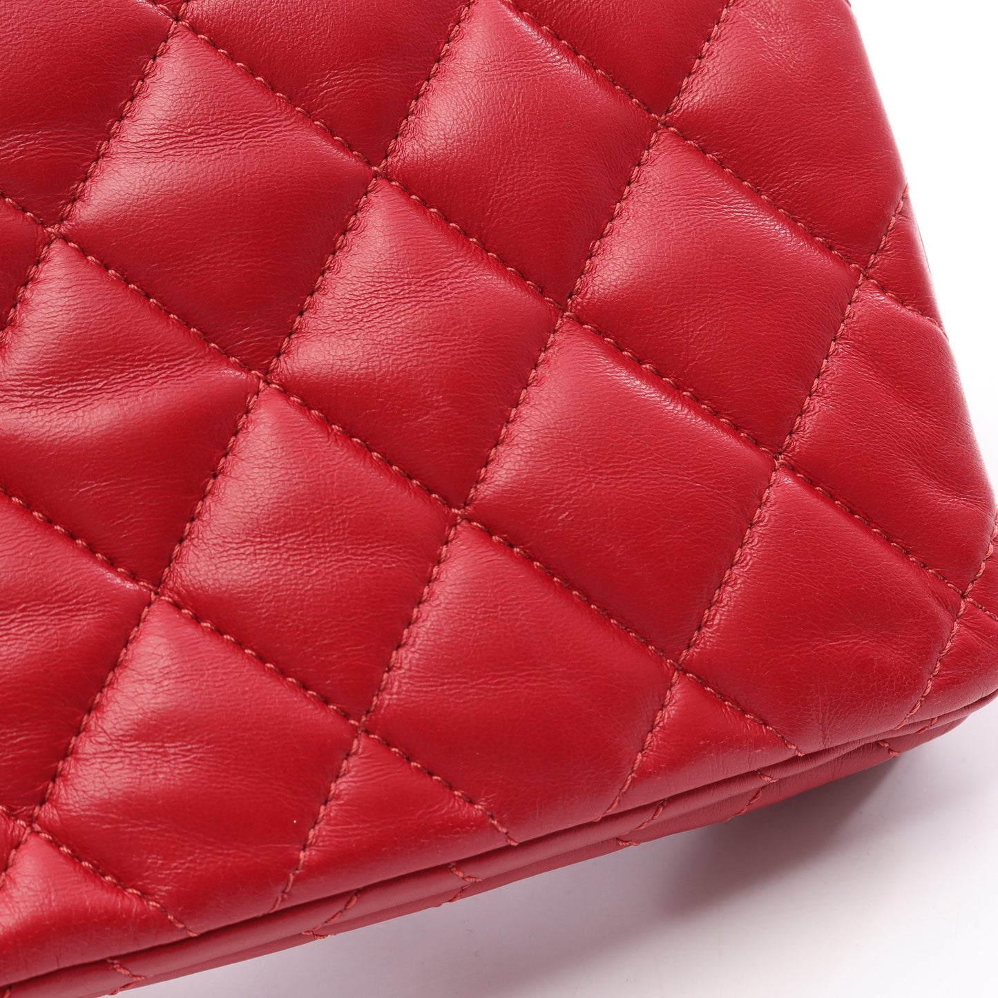 マトラッセ チェーンショルダーバッグ ラムスキン レッド ゴールド金具 シャネル バッグ CHANEL