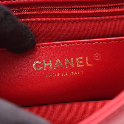 マトラッセ チェーンショルダーバッグ ラムスキン レッド ゴールド金具 シャネル バッグ CHANEL