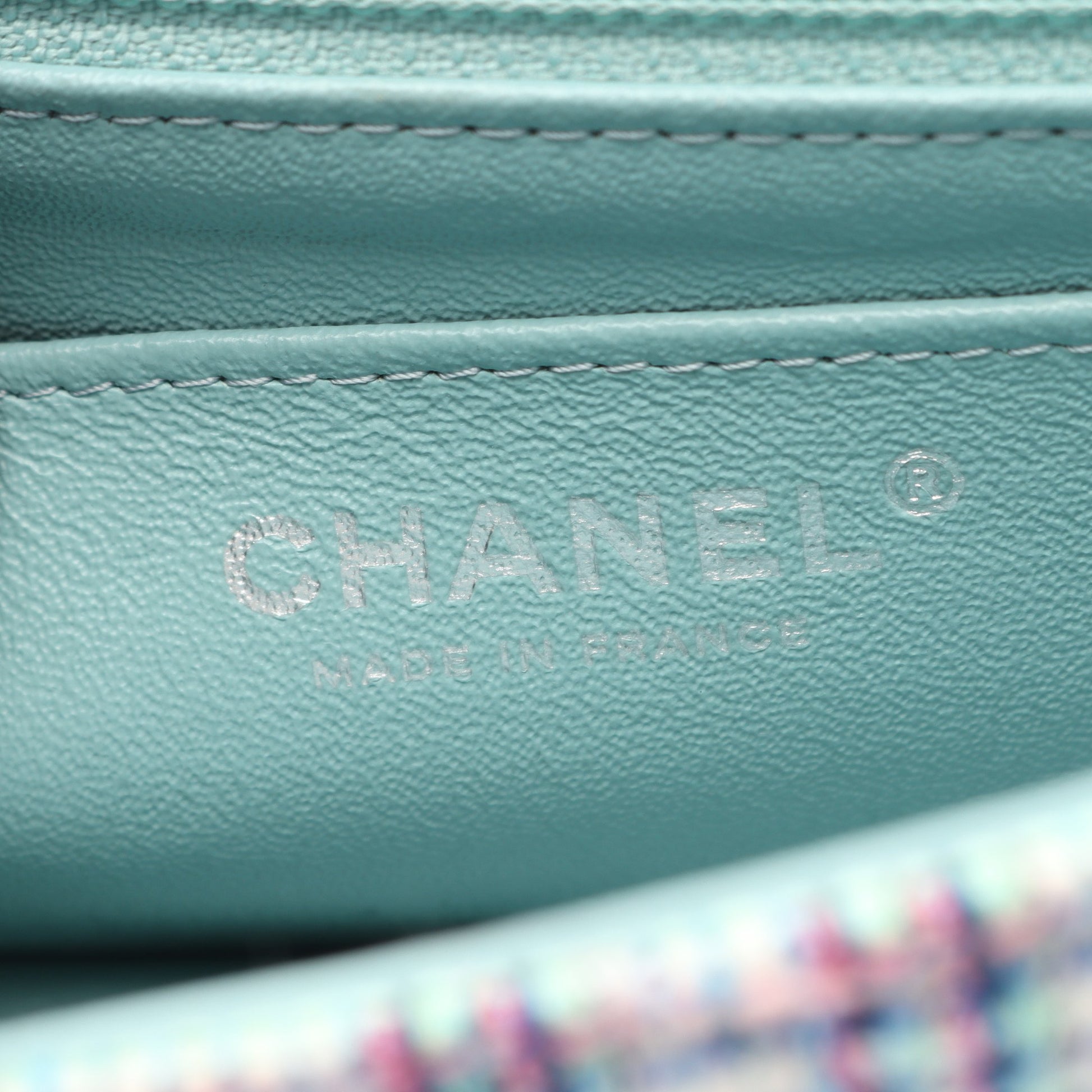 ミニマトラッセ20 チェーンショルダーバッグ ツイード ライトグリーン マルチカラー シルバー金具 シャネル バッグ CHANEL
