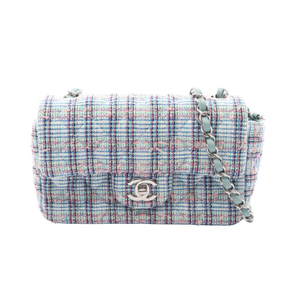 ミニマトラッセ20 チェーンショルダーバッグ ツイード ライトグリーン マルチカラー シルバー金具 シャネル バッグ CHANEL