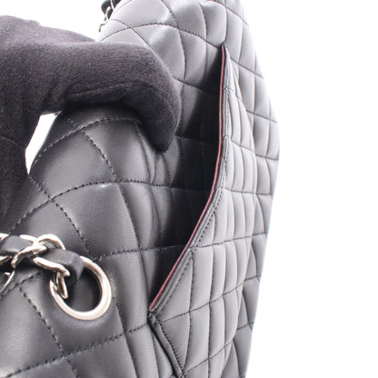 マトラッセ チェーンショルダーバッグ ラムスキン ブラック シルバー金具 シャネル バッグ CHANEL