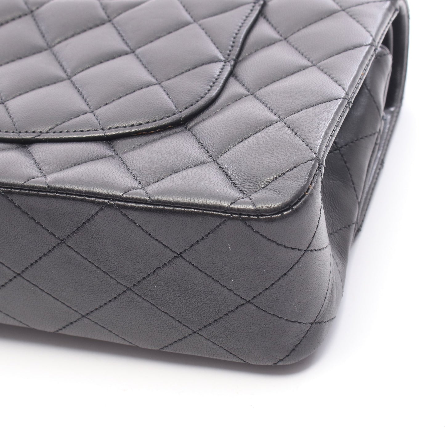 マトラッセ チェーンショルダーバッグ ラムスキン ブラック シルバー金具 シャネル バッグ CHANEL