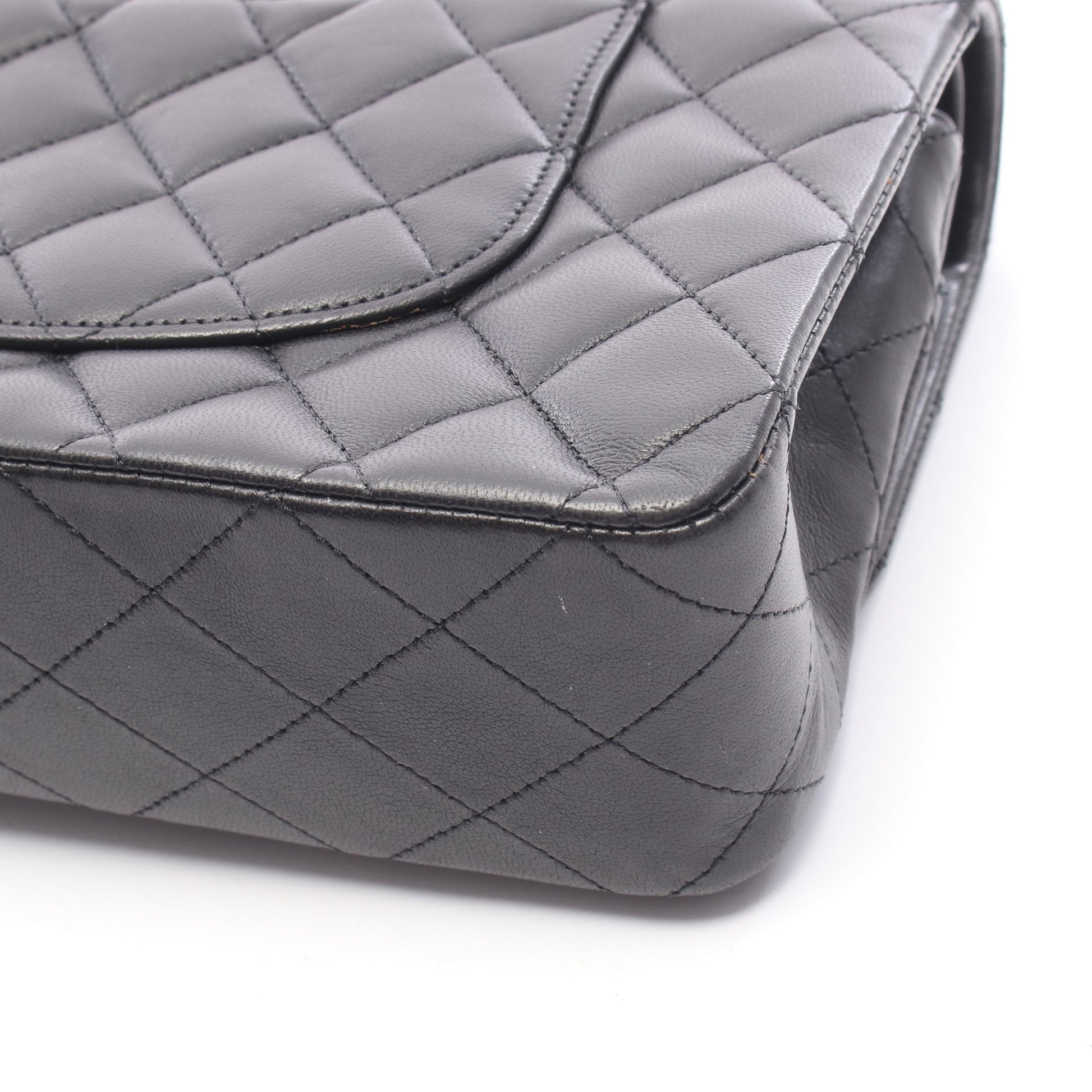 マトラッセ チェーンショルダーバッグ ラムスキン ブラック シルバー金具 シャネル バッグ CHANEL