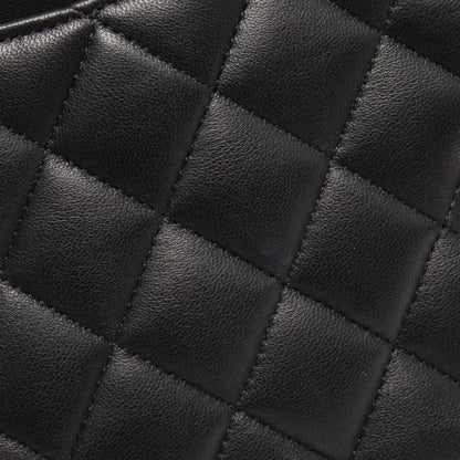 マトラッセ チェーンショルダーバッグ ラムスキン ブラック シルバー金具 シャネル バッグ CHANEL