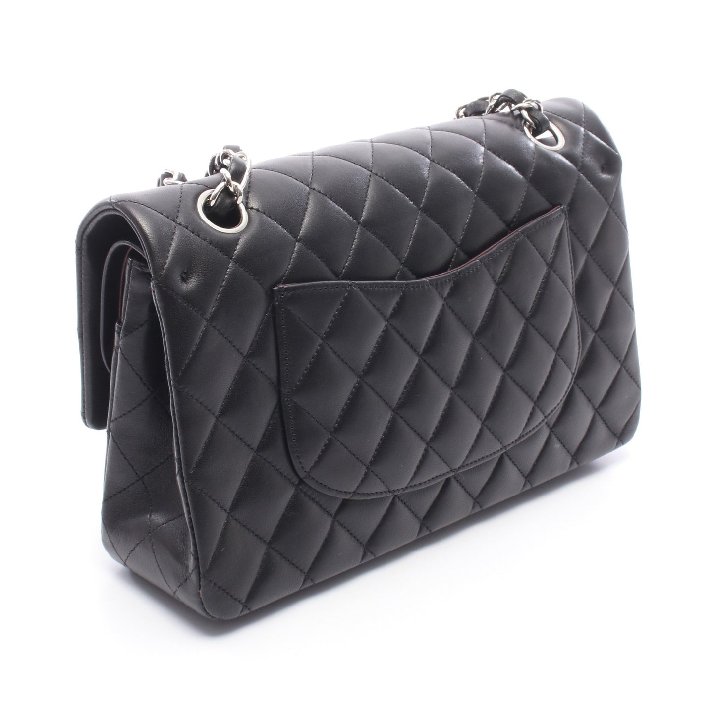 マトラッセ チェーンショルダーバッグ ラムスキン ブラック シルバー金具 シャネル バッグ CHANEL