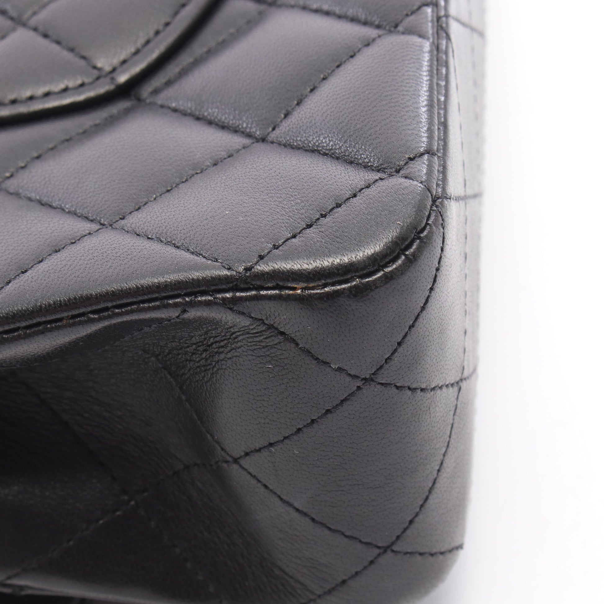 マトラッセ チェーンショルダーバッグ ラムスキン ブラック シルバー金具 シャネル バッグ CHANEL