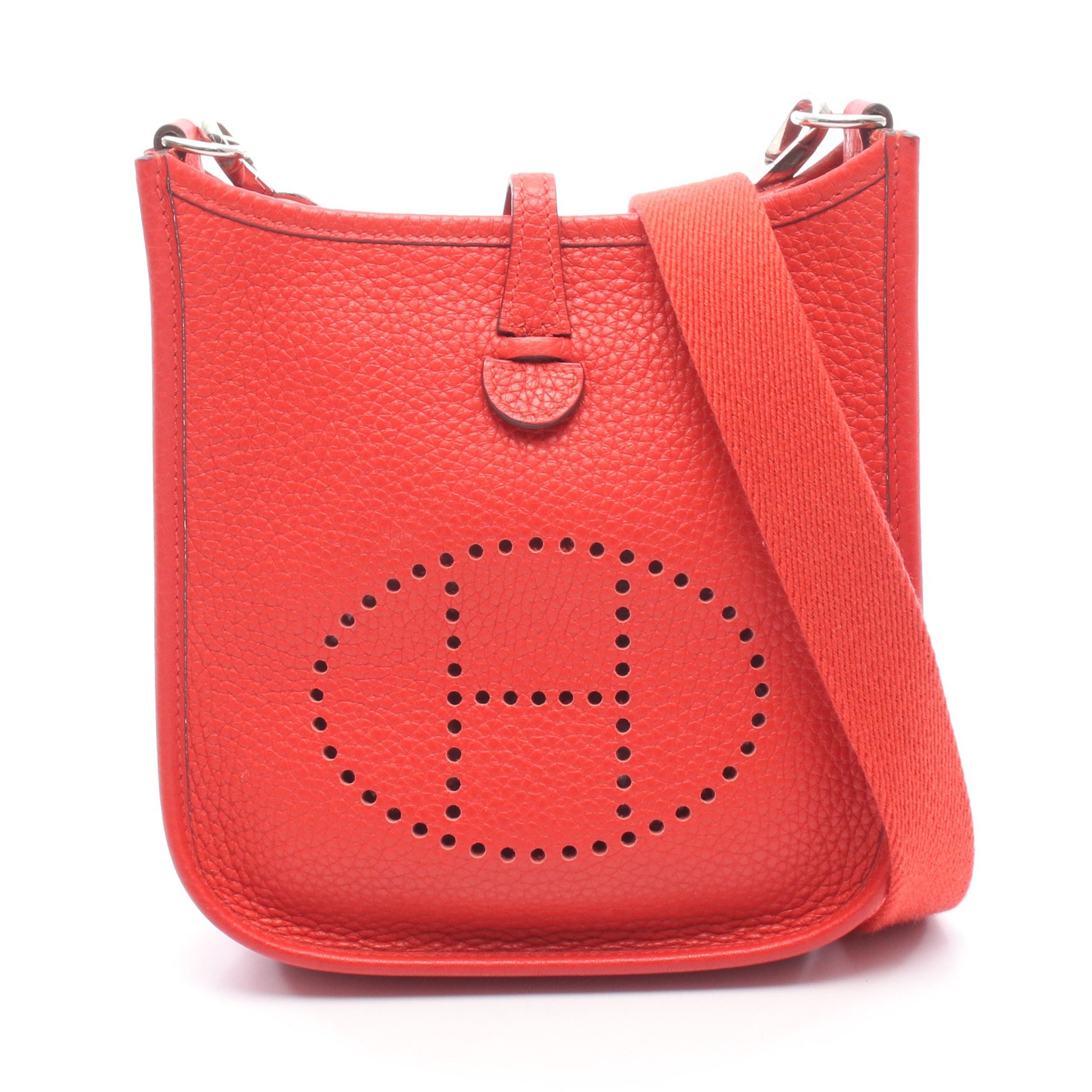 エヴリンTPM ルージュクー ショルダーバッグ トリヨンクレマンス レッド シルバー金具 D刻印 エルメス バッグ HERMES