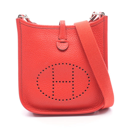 エヴリンTPM ルージュクー ショルダーバッグ トリヨンクレマンス レッド シルバー金具 D刻印 エルメス バッグ HERMES