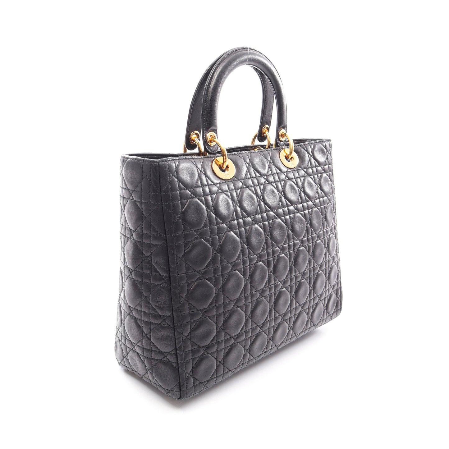 レディディオール ラージ 2WAY ハンドバッグ レザー ブラック クリスチャンディオール バッグ Christian Dior