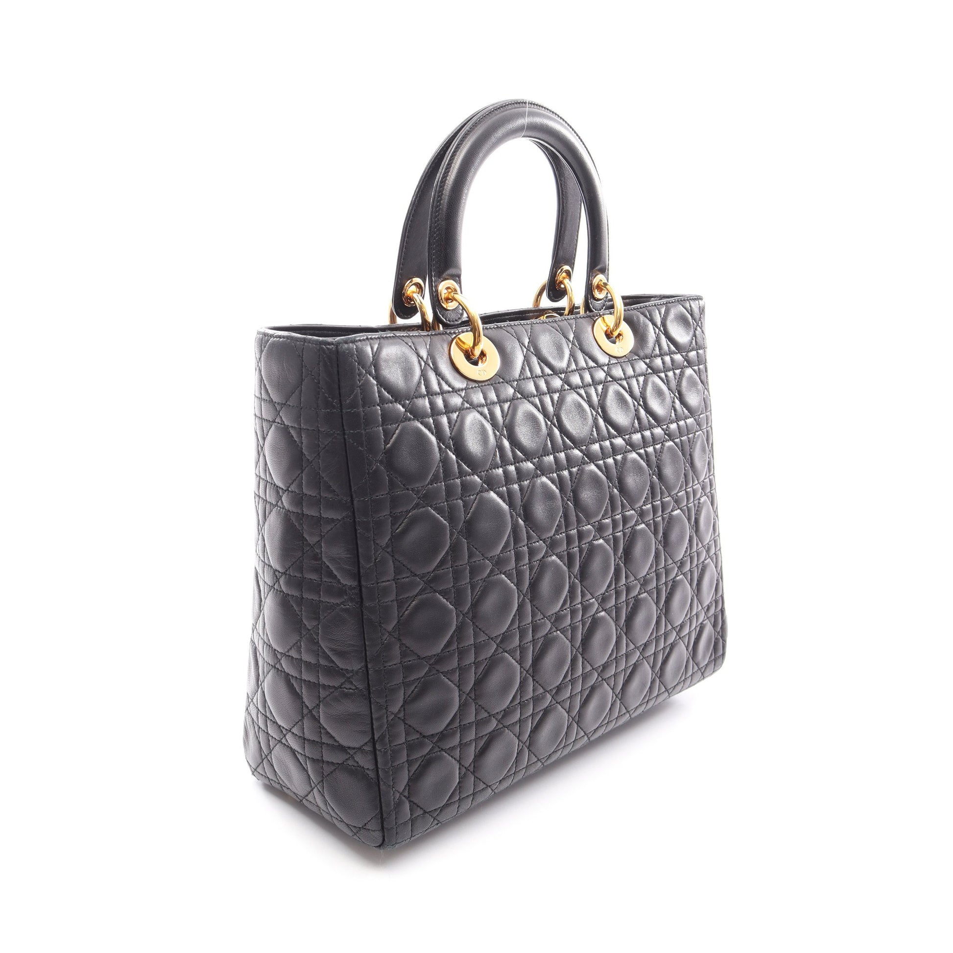 レディディオール ラージ 2WAY ハンドバッグ レザー ブラック クリスチャンディオール バッグ Christian Dior