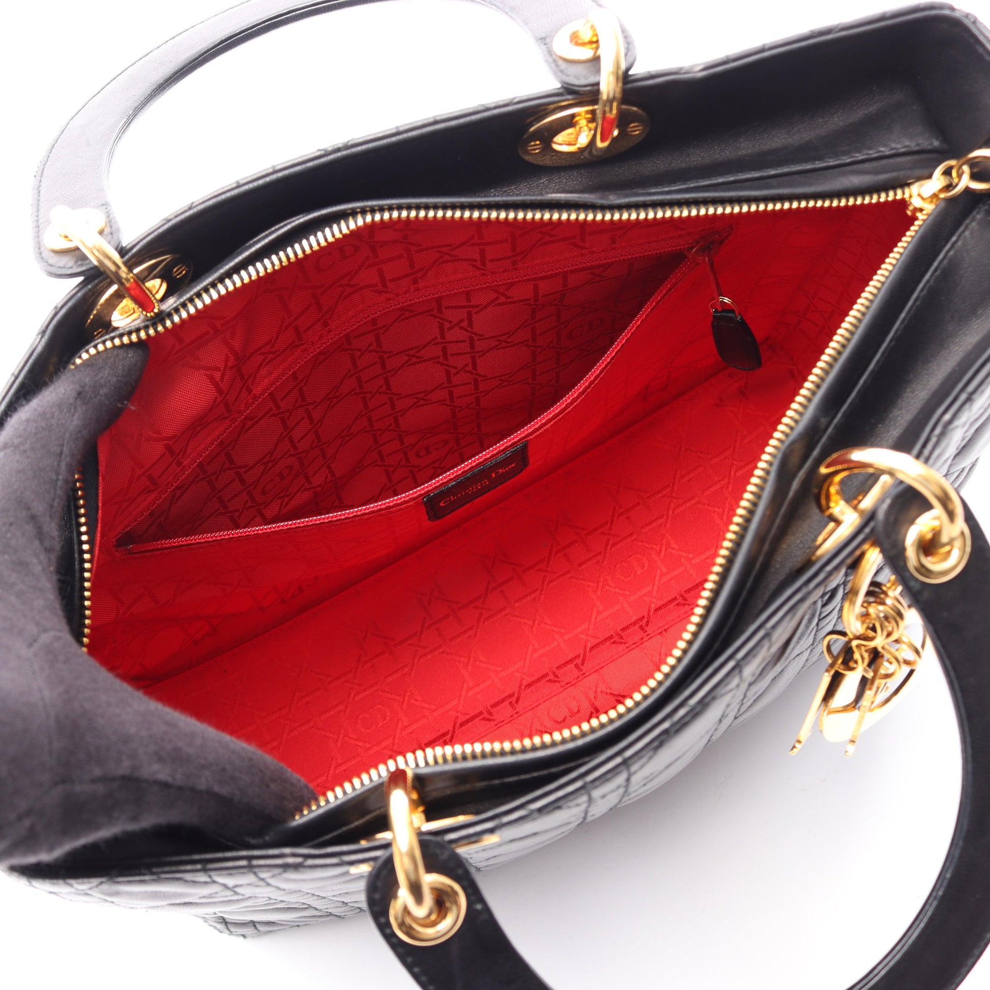レディディオール ラージ 2WAY ハンドバッグ レザー ブラック クリスチャンディオール バッグ Christian Dior