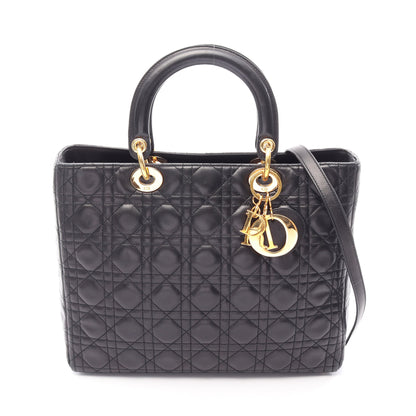 レディディオール ラージ 2WAY ハンドバッグ レザー ブラック クリスチャンディオール バッグ Christian Dior