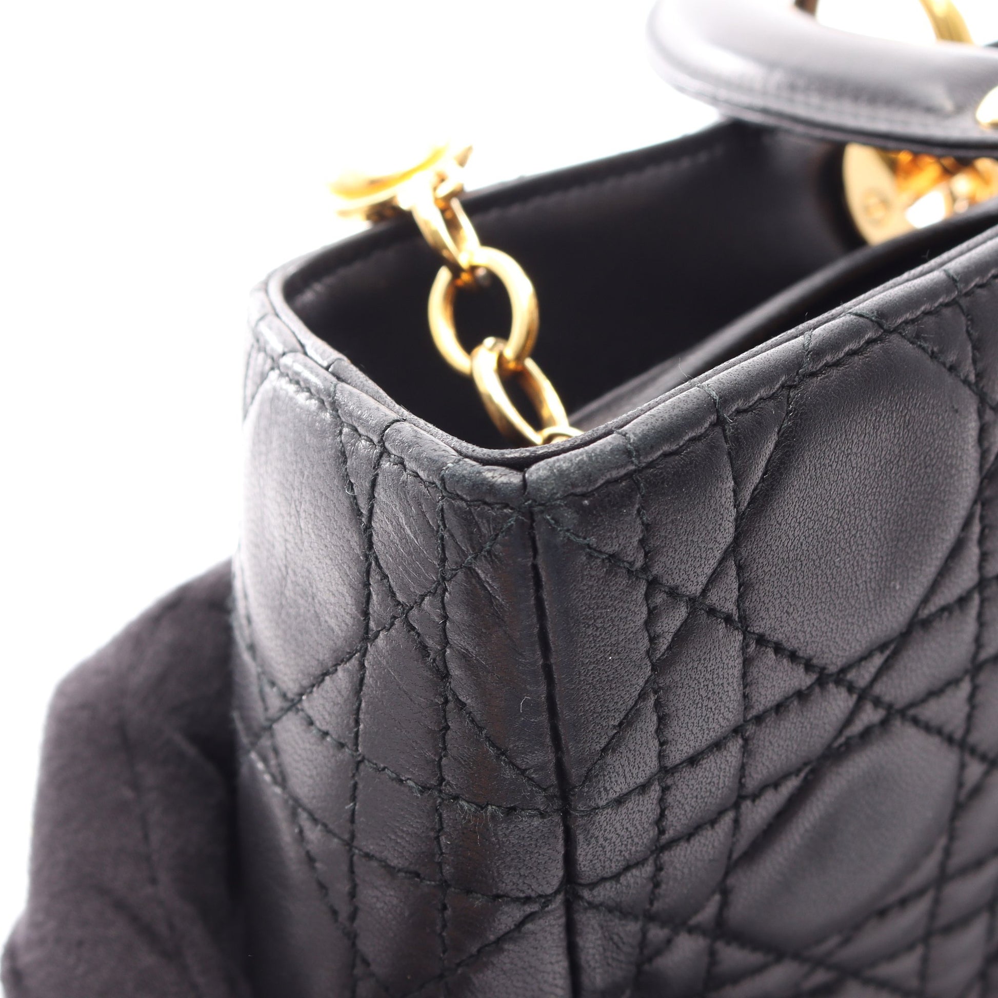 レディディオール ラージ 2WAY ハンドバッグ レザー ブラック クリスチャンディオール バッグ Christian Dior