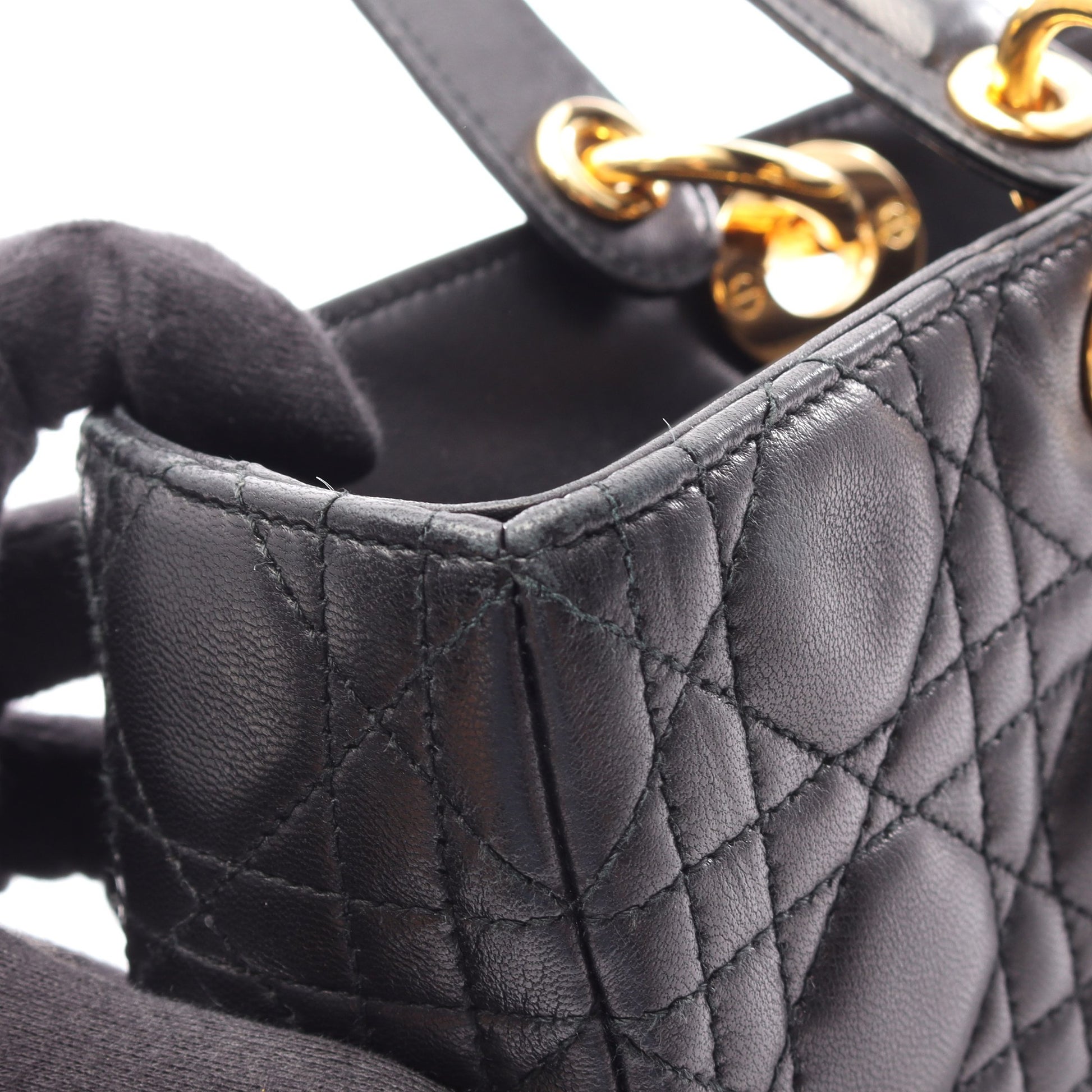 レディディオール ラージ 2WAY ハンドバッグ レザー ブラック クリスチャンディオール バッグ Christian Dior