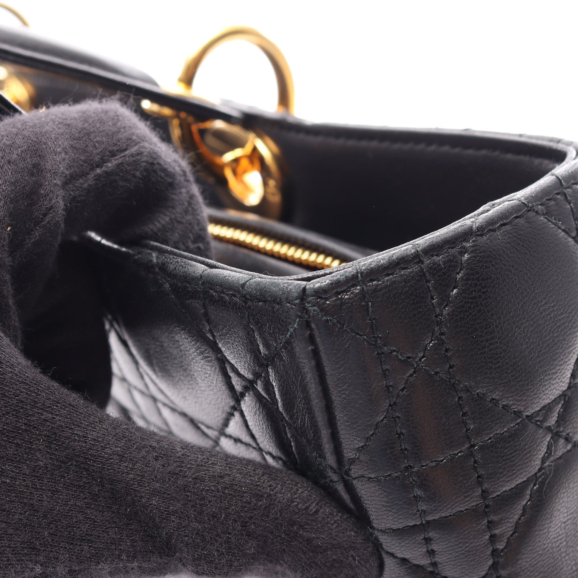 レディディオール ラージ 2WAY ハンドバッグ レザー ブラック クリスチャンディオール バッグ Christian Dior